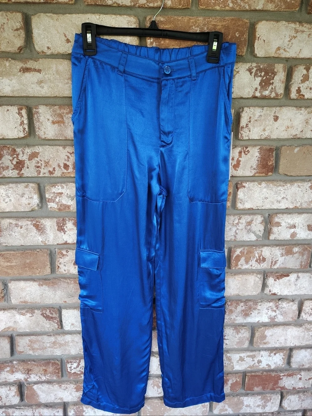 YFB Young Fabulous & Broke NWT  Royal Blue Satin Jogger Pants Sz S Indie Sleeze